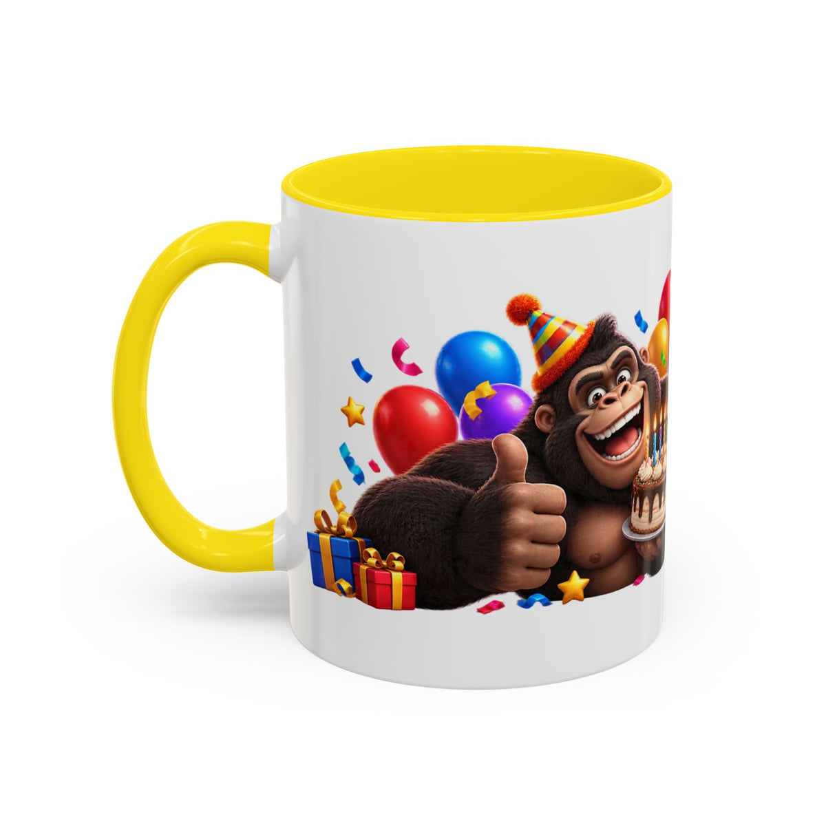 Gorilla Happy Birthday Mug - Colorful 3D Celebration Design
