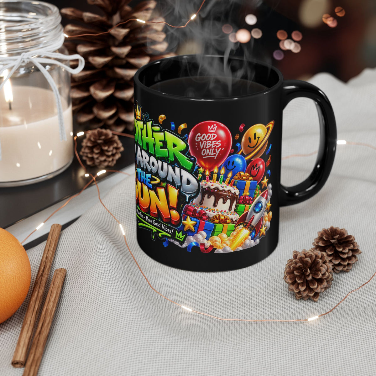 Another Trip Around the Sun Black Mug – Festora Alien Birthday Cup