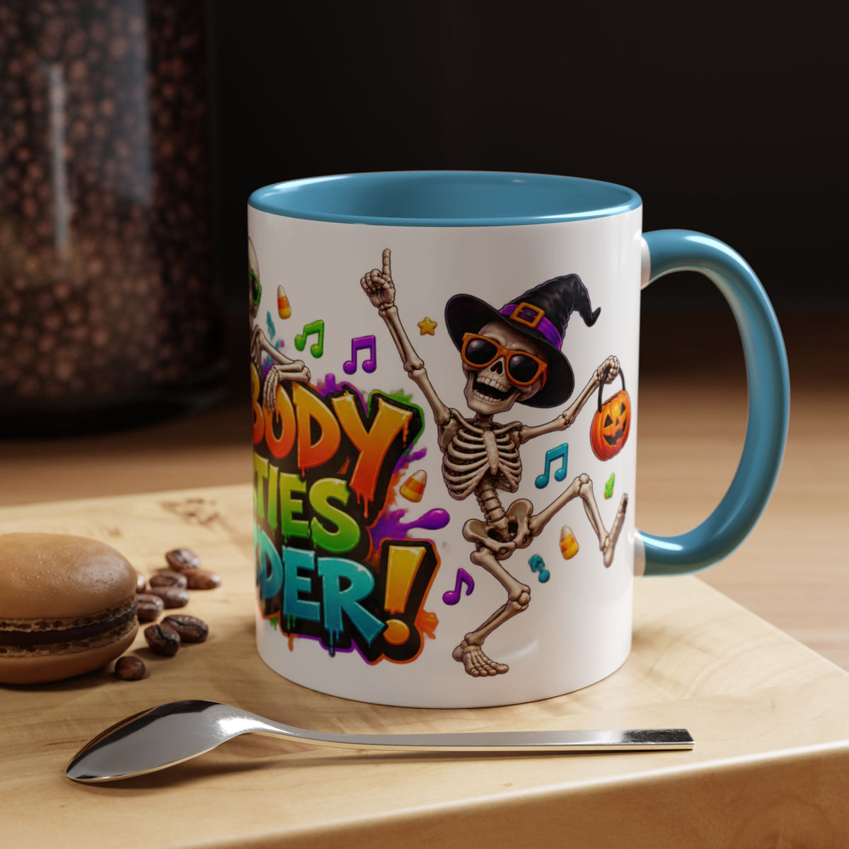No Body Parties Harder Halloween Skeleton Party White Mug