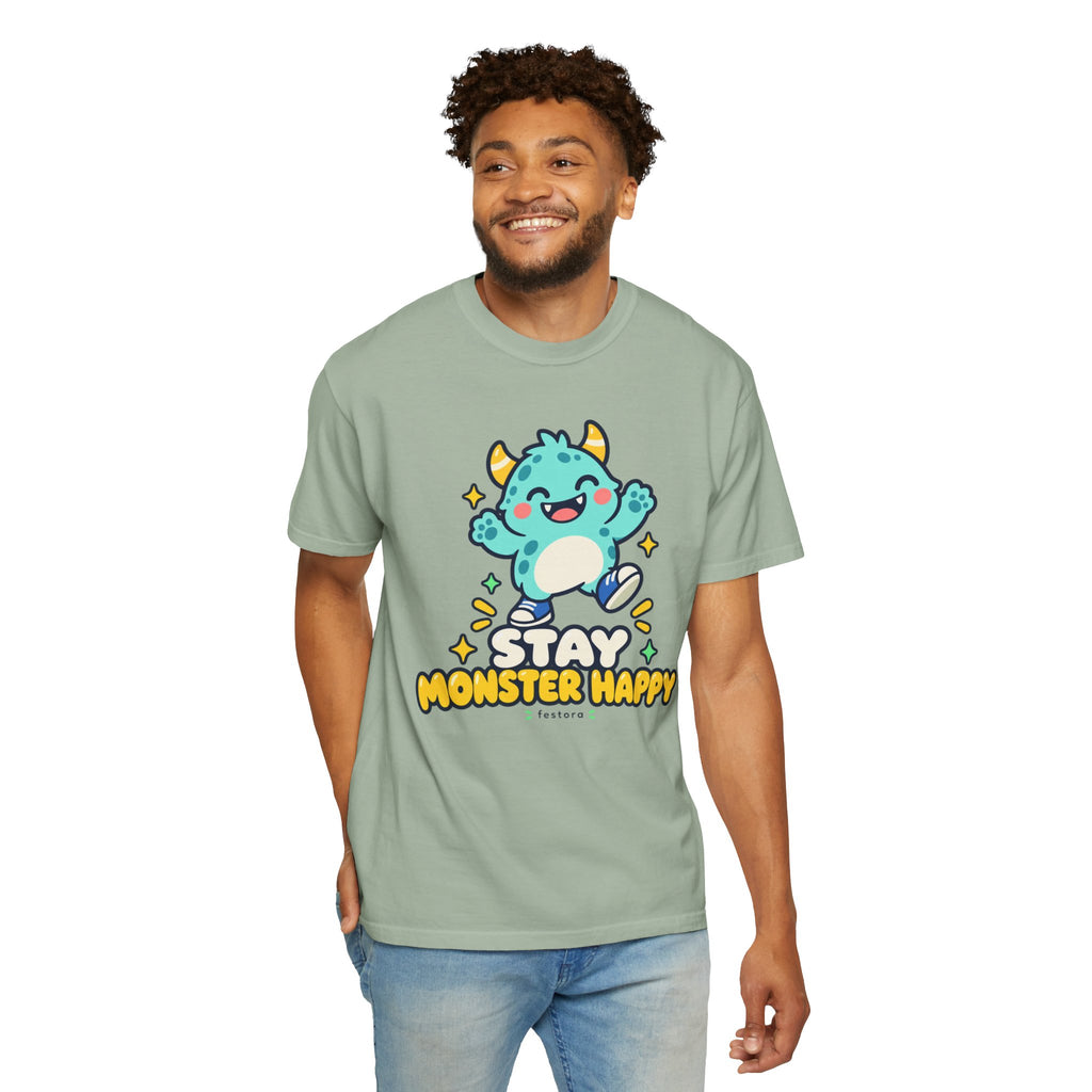 Stay Monster Happy – Cute Monster Graphic T-Shirt