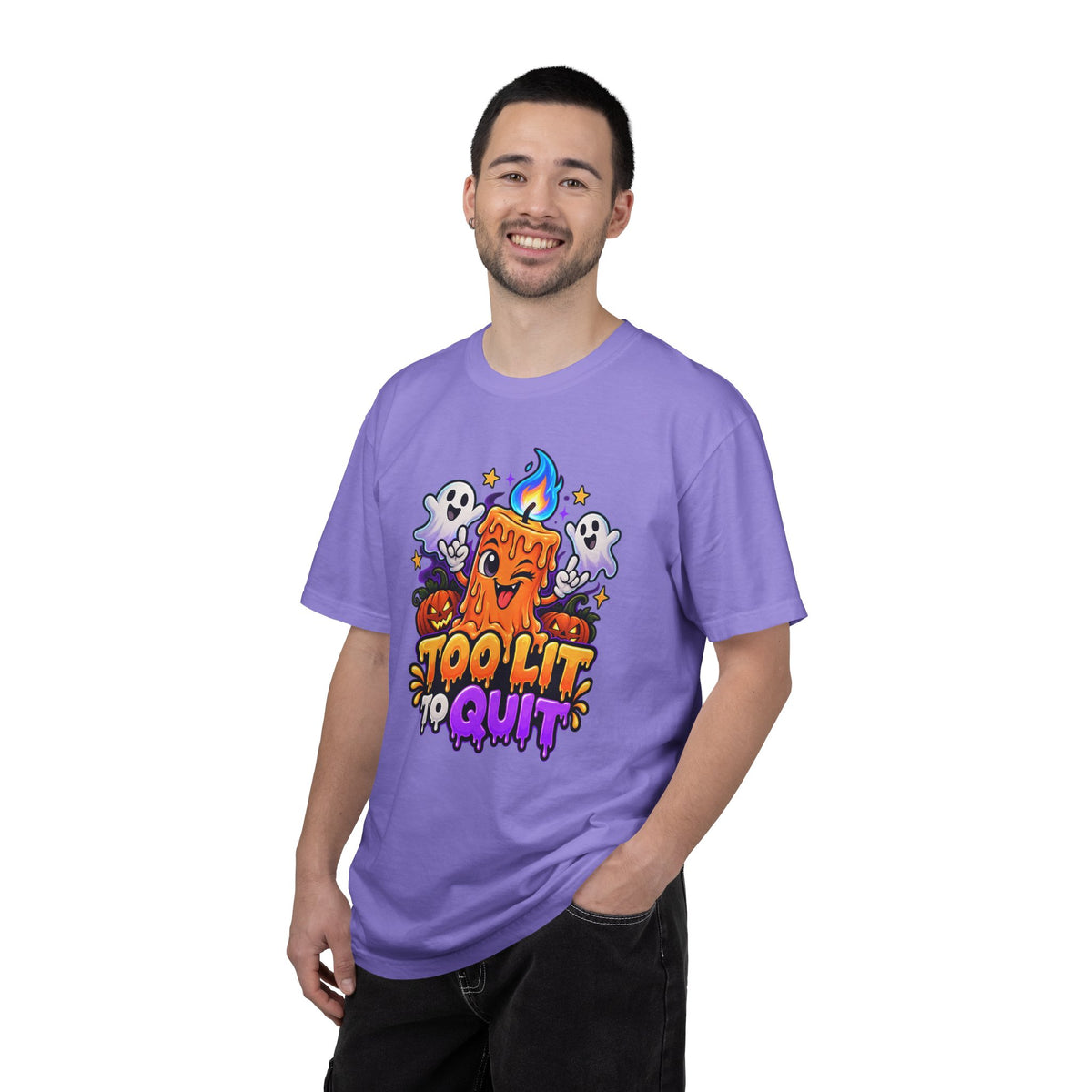 Too Lit to Quit – Funny Halloween Candle T-Shirt