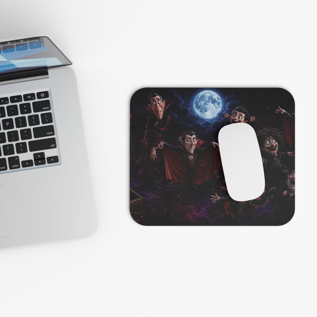 Funny Moonlit Vampires Mouse Pad — Halloween Pattern (9" x 8")