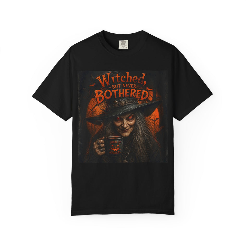 Witchy Coffee Halloween T-Shirt — "Witched But Never Bothered" Graphic Tee