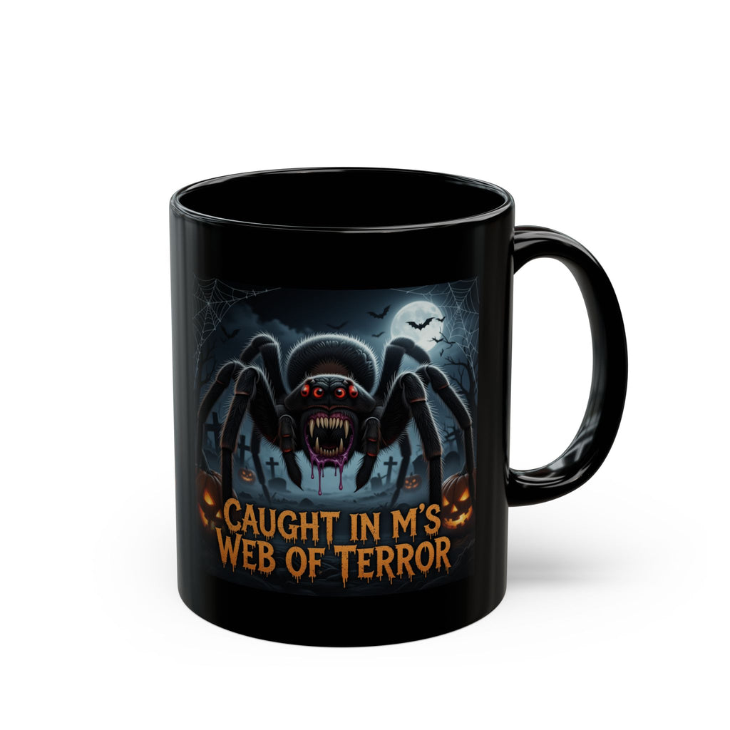 Halloween Spider Mug — "Caught in Mom's Web of Terror" Coffee Cup (11oz & 15oz)