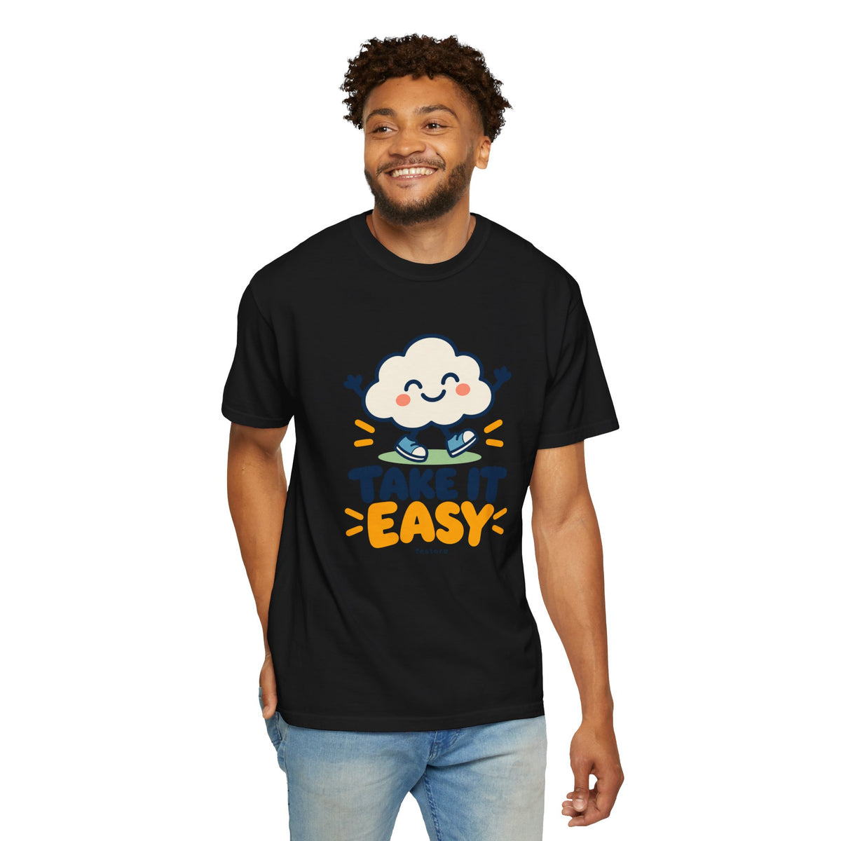 Take It Easy – Happy Cloud Graphic T-Shirt | Festora Everyday