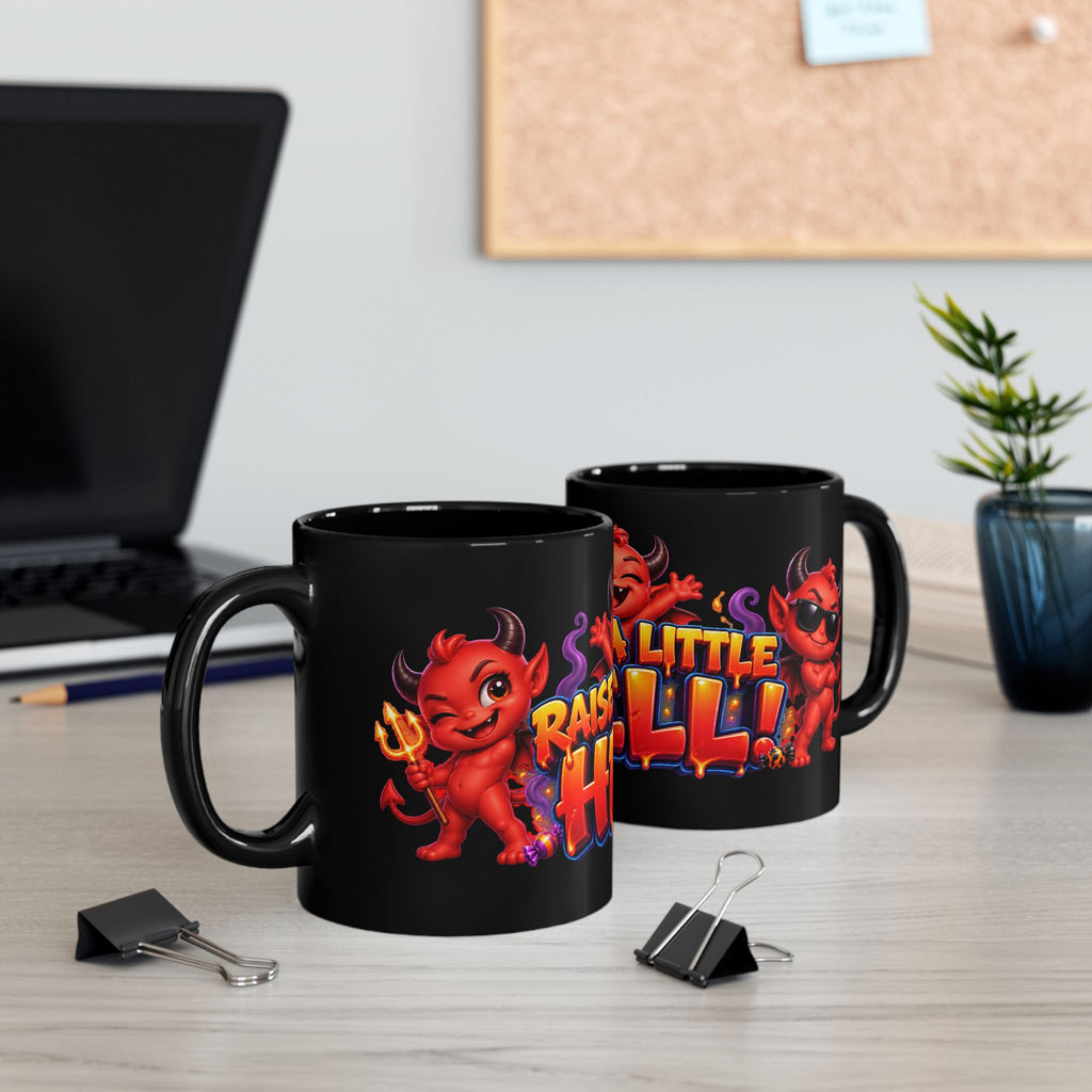 Mischievous Little Devil Halloween Black Mug