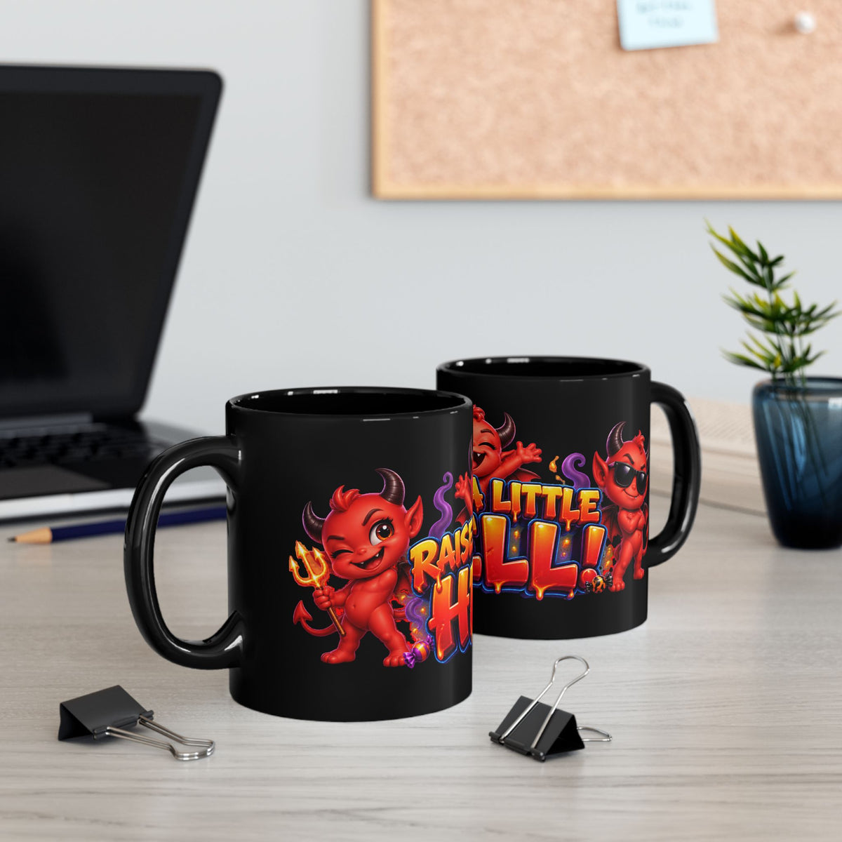 Mischievous Little Devil Halloween Black Mug