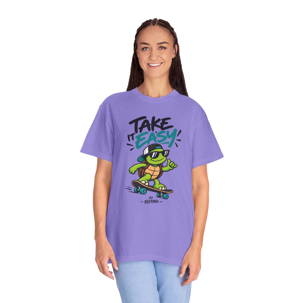 Take It Easy Skate Turtle Graphic T-Shirt | Festora Everyday