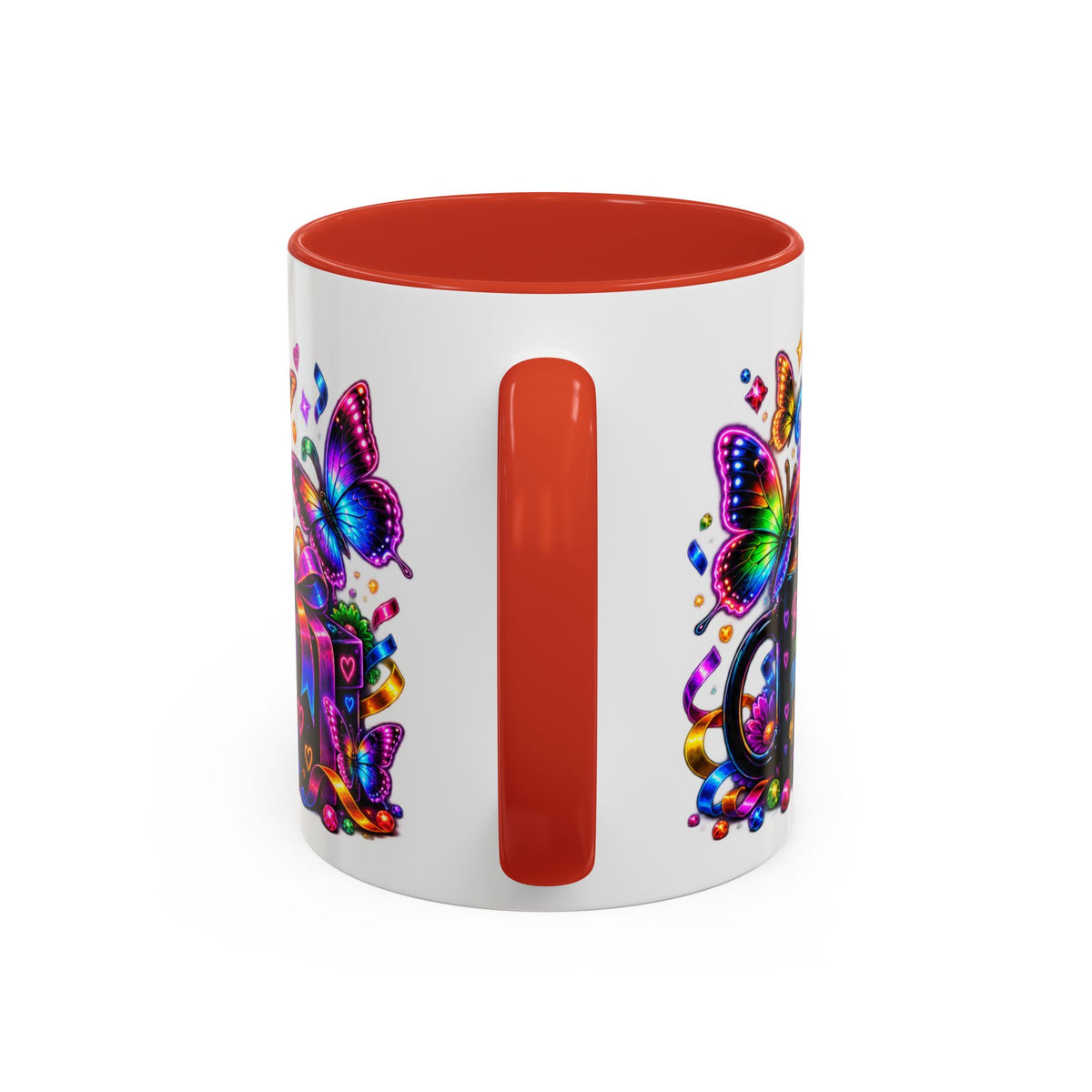 Birthday Coffee Mug – Colorful "Happy Birthday" Gift Mug with Butterflies & Candles