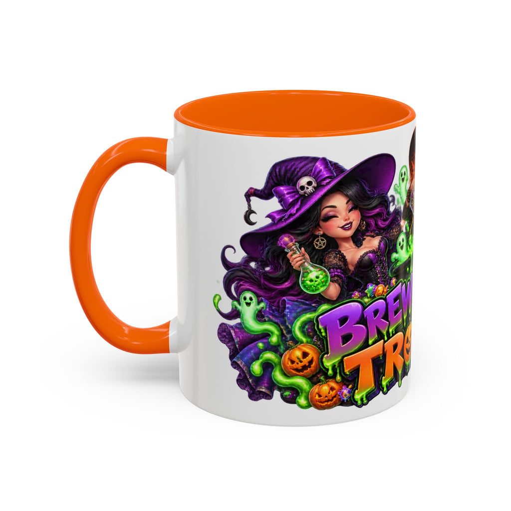 Brewing Up Trouble Witches Halloween White Mug