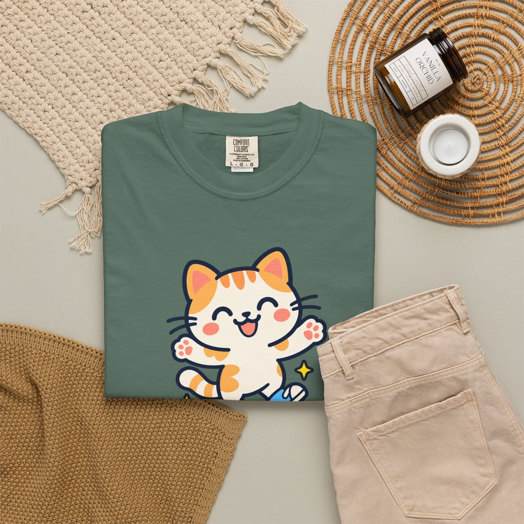 Stay Pawsitive – Cute Happy Cat Graphic T-Shirt