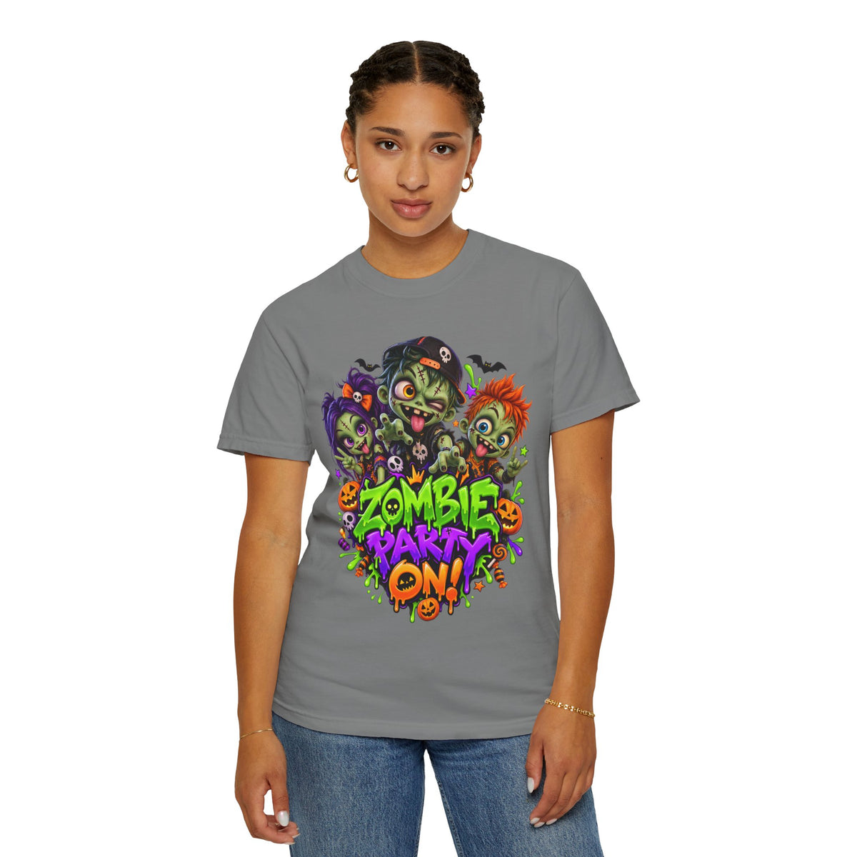 Zombie Party On! – Halloween Zombie Crew Graphic T-Shirt