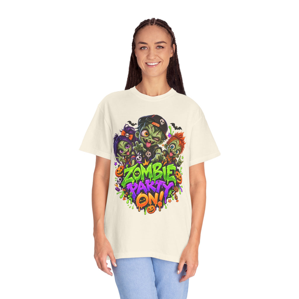 Zombie Party On! – Halloween Zombie Crew Graphic T-Shirt