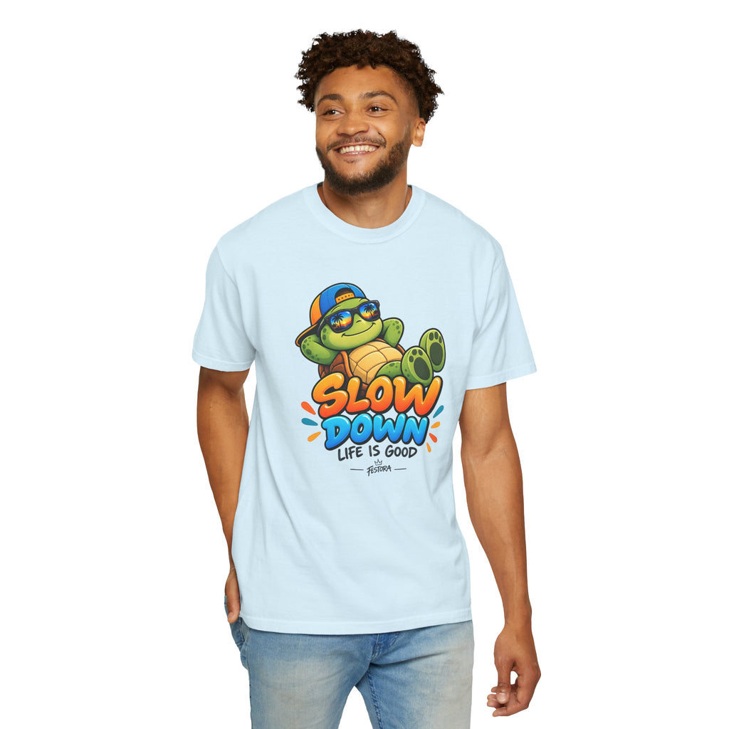 Slow Down, Life Is Good – Turtle Graphic T-Shirt | Festora Everyday