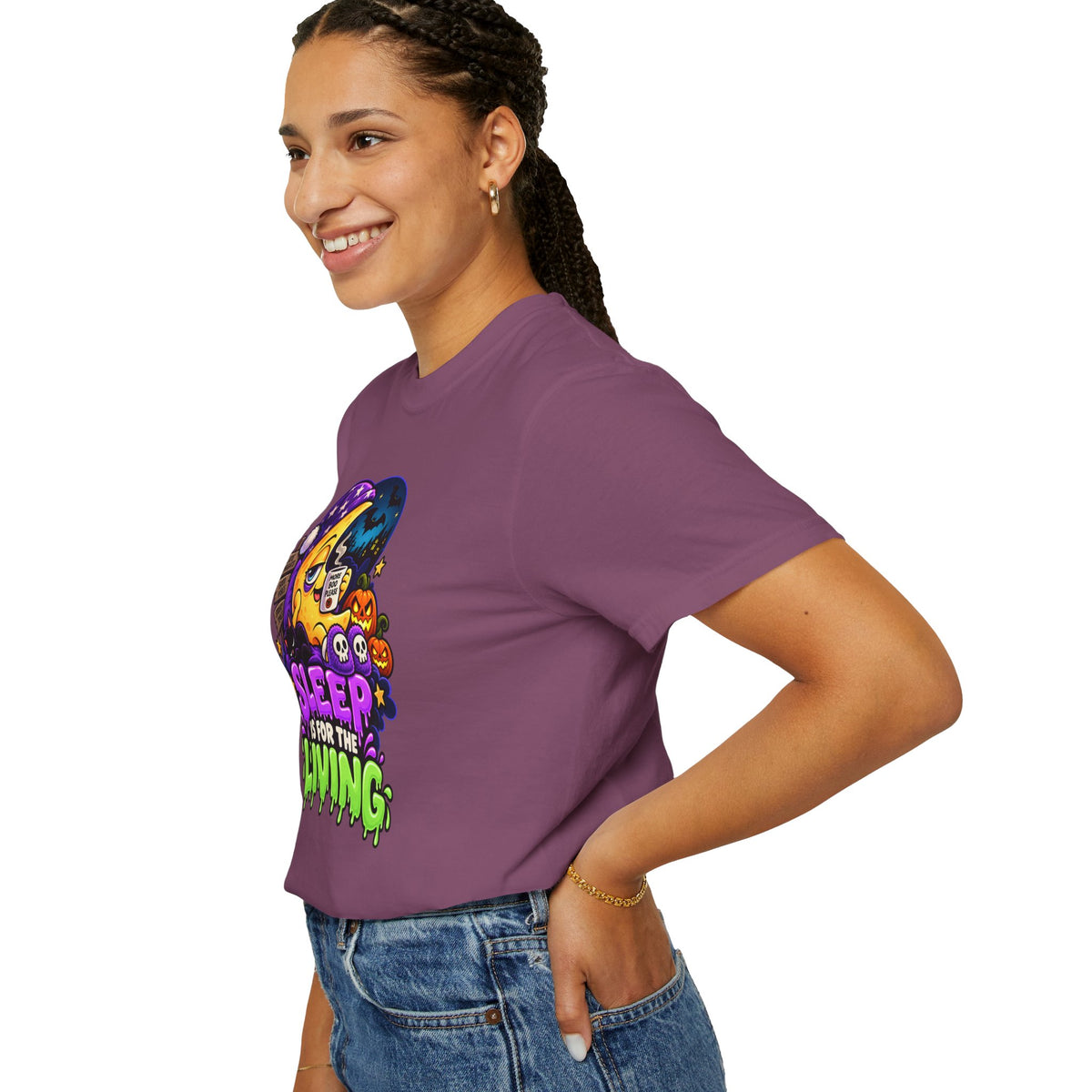 Sleep Is for the Living – Funny Halloween Moon T-Shirt