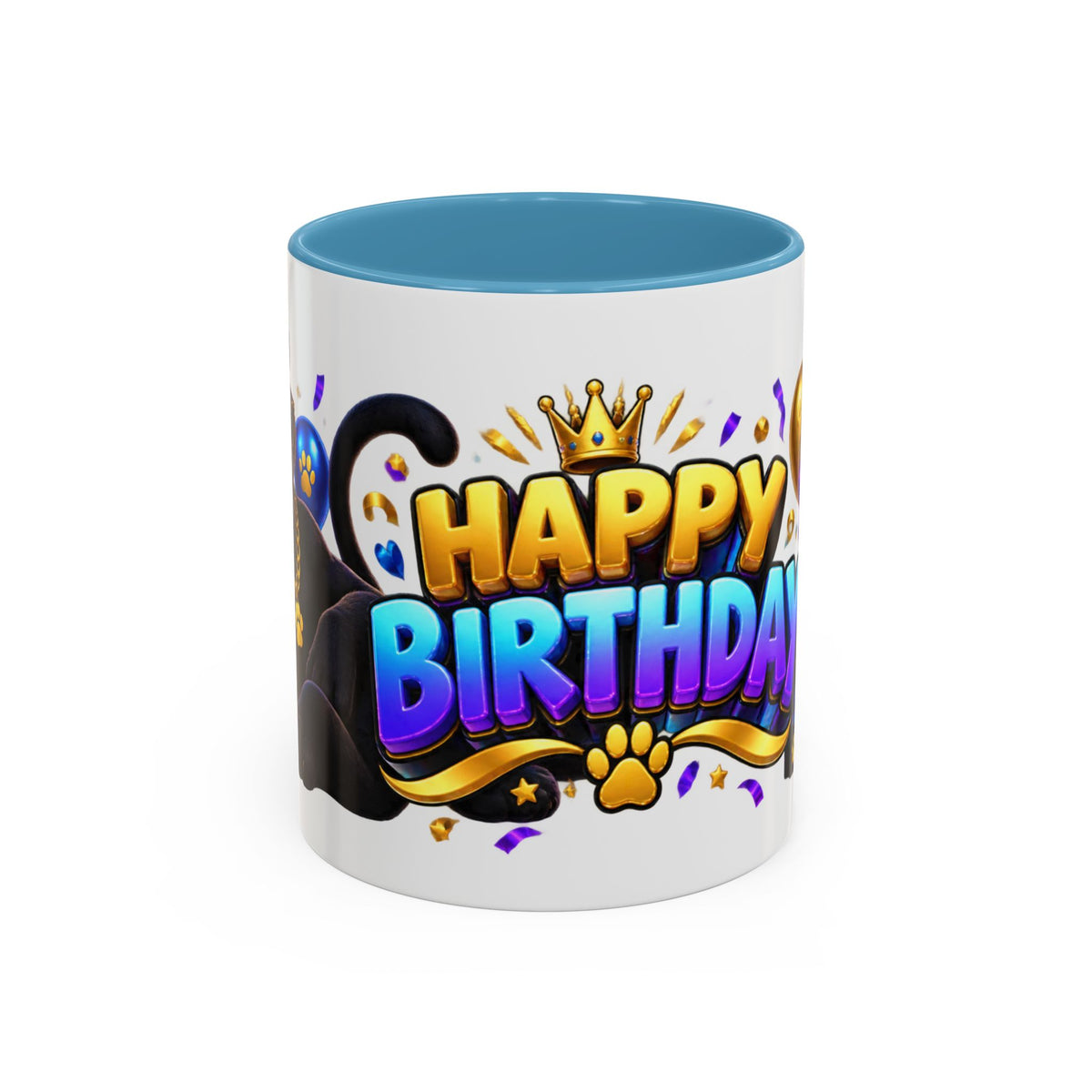 Black Panther Happy Birthday Mug – Purple Blue & Gold Birthday Gift – FestoraShop White Coffee Mug