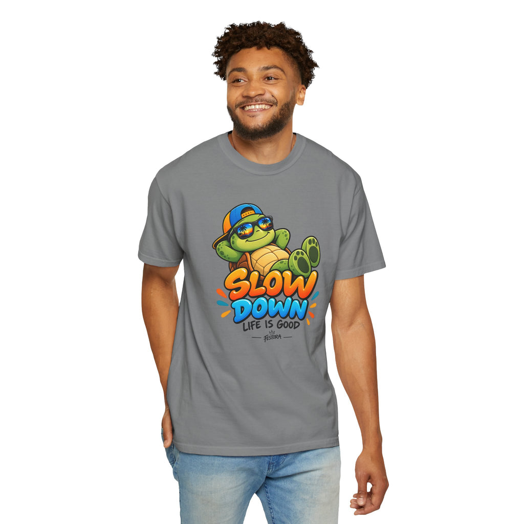 Slow Down, Life Is Good – Turtle Graphic T-Shirt | Festora Everyday
