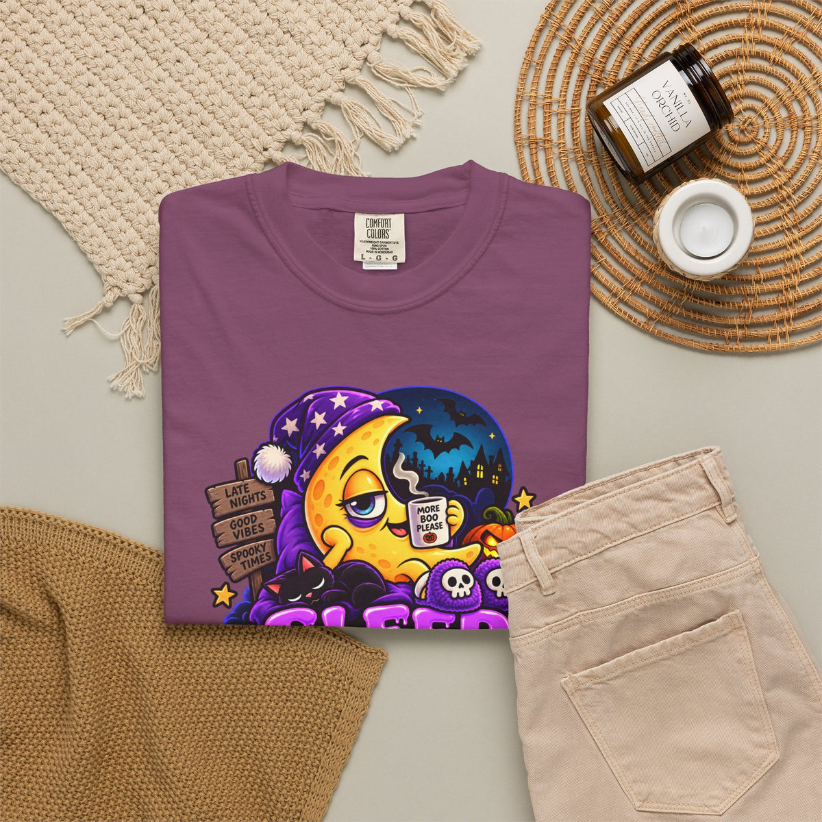 Sleep Is for the Living – Funny Halloween Moon T-Shirt