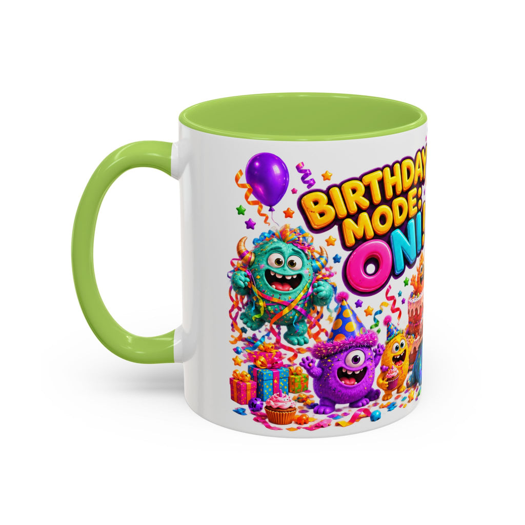Birthday Mode On Monsters Coffee Mug — Colorful Party Coffee Cup (11/15oz)