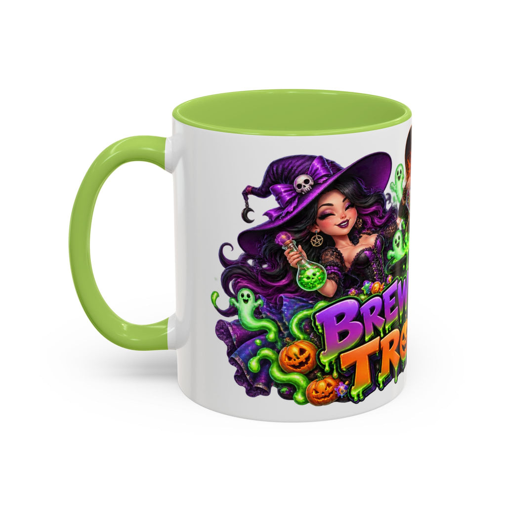 Brewing Up Trouble Witches Halloween White Mug