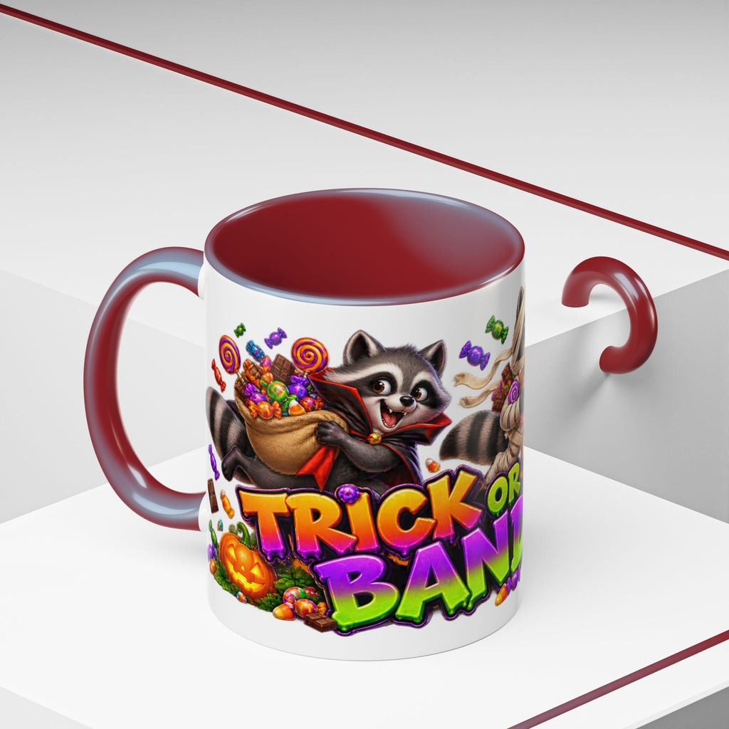 Trick or Treat Bandits Raccoons Halloween White Mug