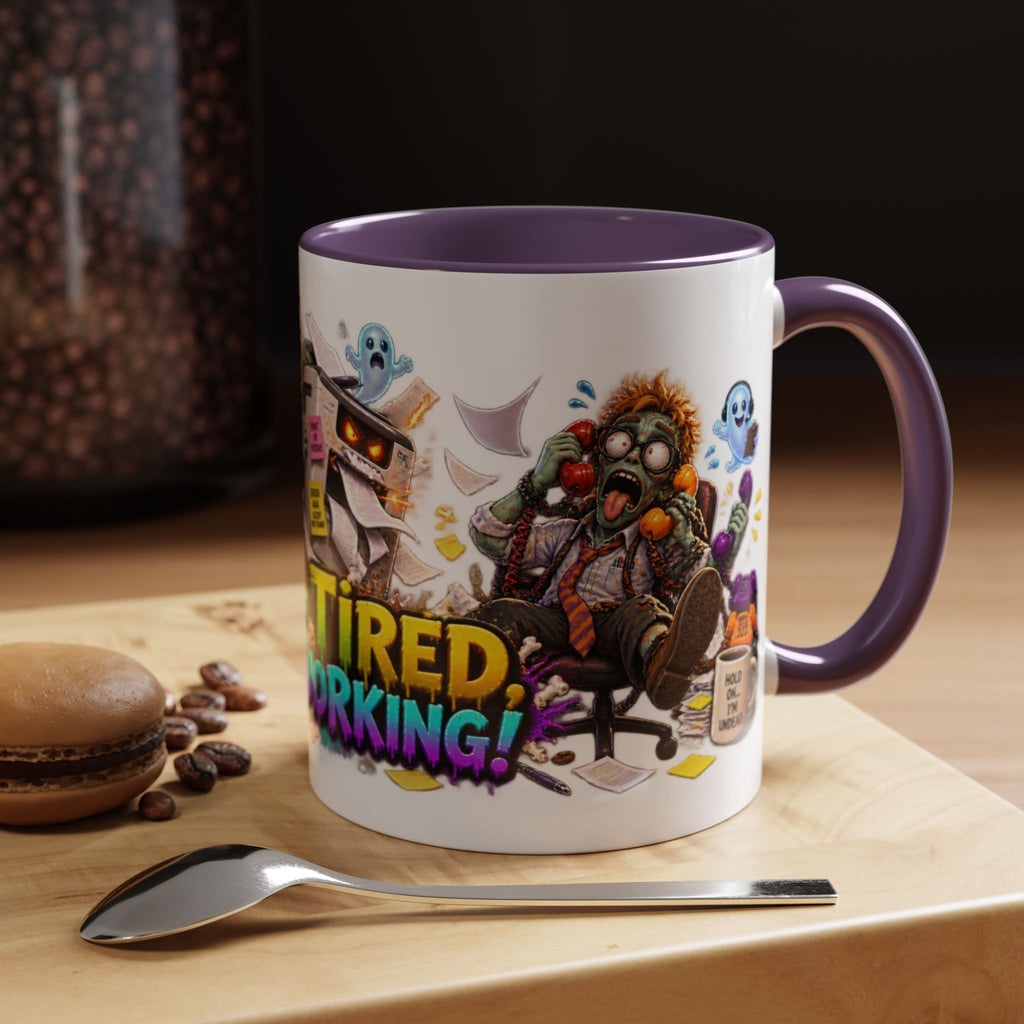 Dead Tired Still Working Zombie Office Halloween White Mug