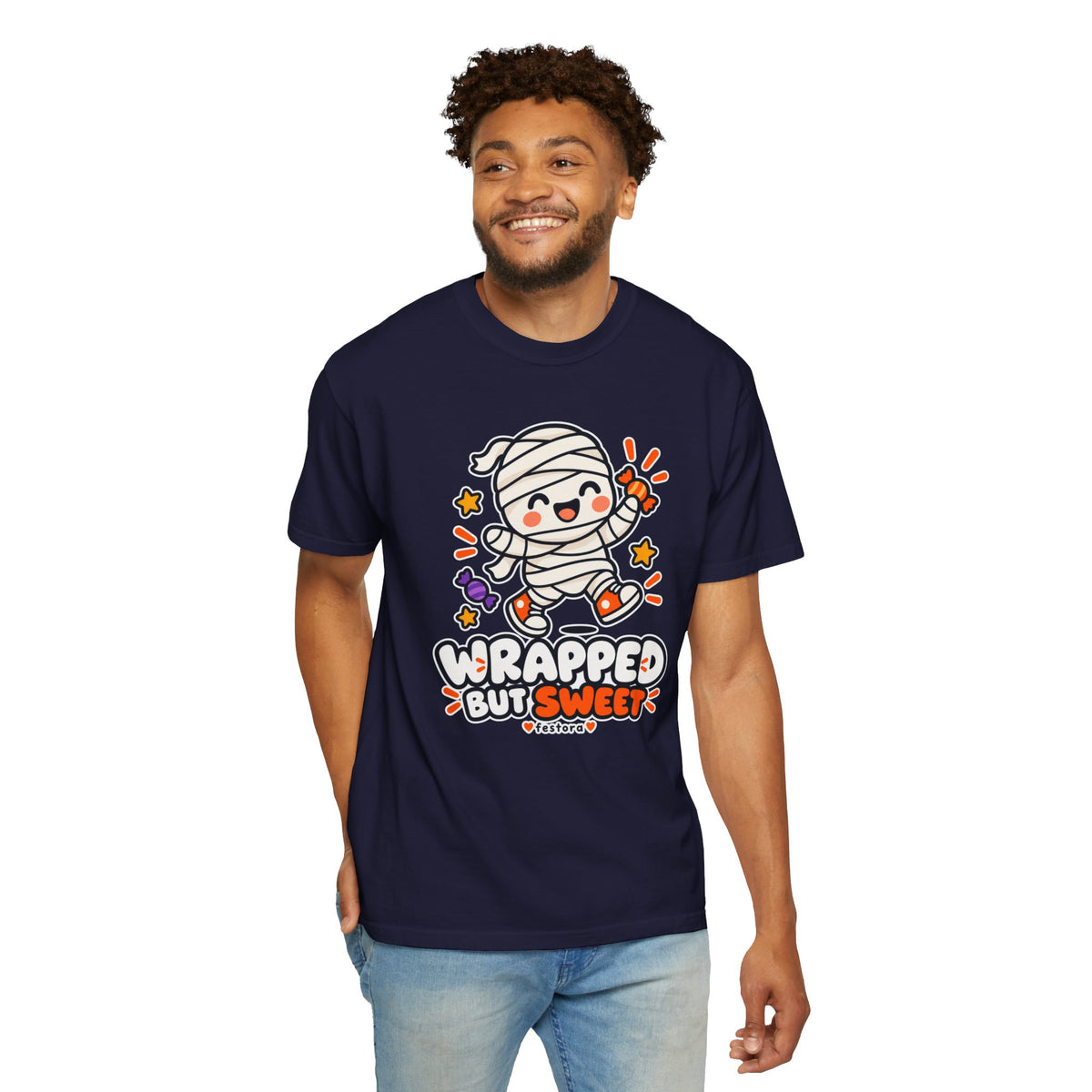 Wrapped but Sweet Halloween T-Shirt | Cute Mummy Graphic Tee