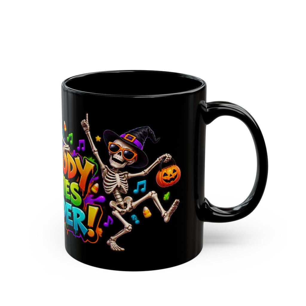 No Body Parties Harder Halloween Skeleton Party Black Mug