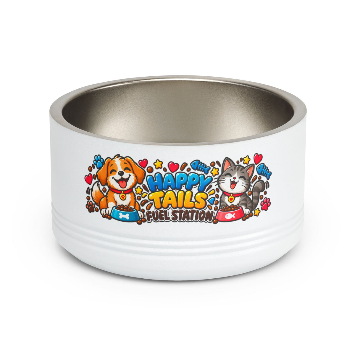 Happy Tails Pet Bowl – 18oz Stainless Steel Dog & Cat Feeding Bowl