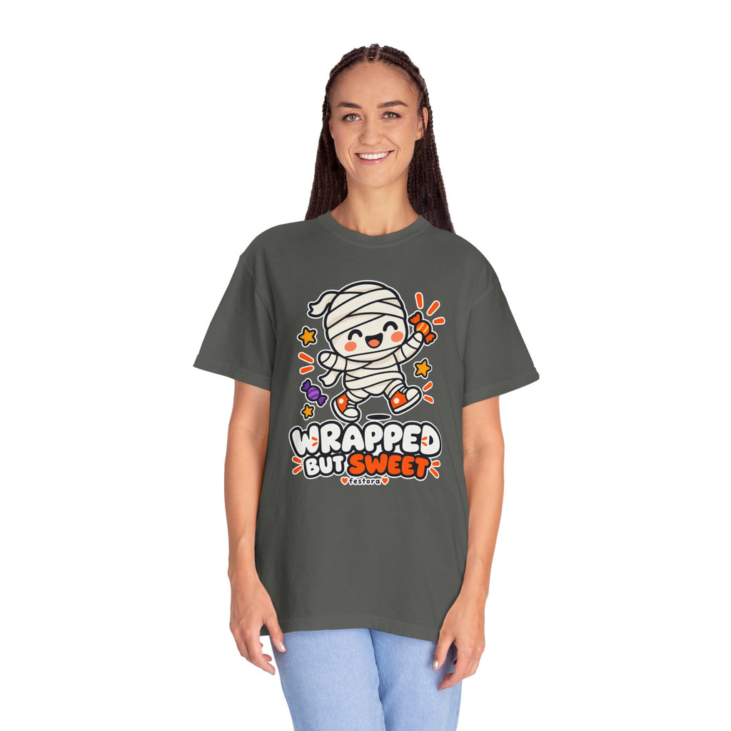 Wrapped but Sweet Halloween T-Shirt | Cute Mummy Graphic Tee