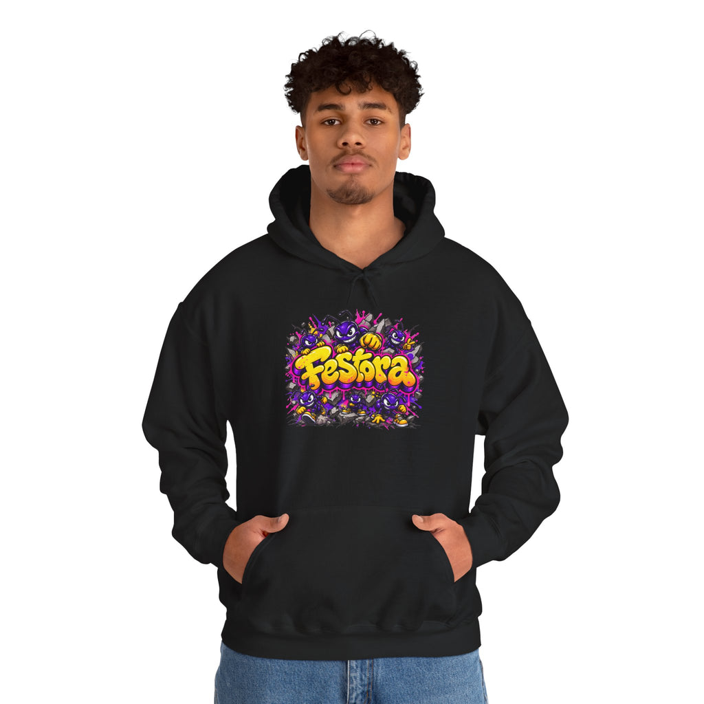 FesTora Festival Hoodie — Colorful Neon Party Graphic Hooded Sweatshirt