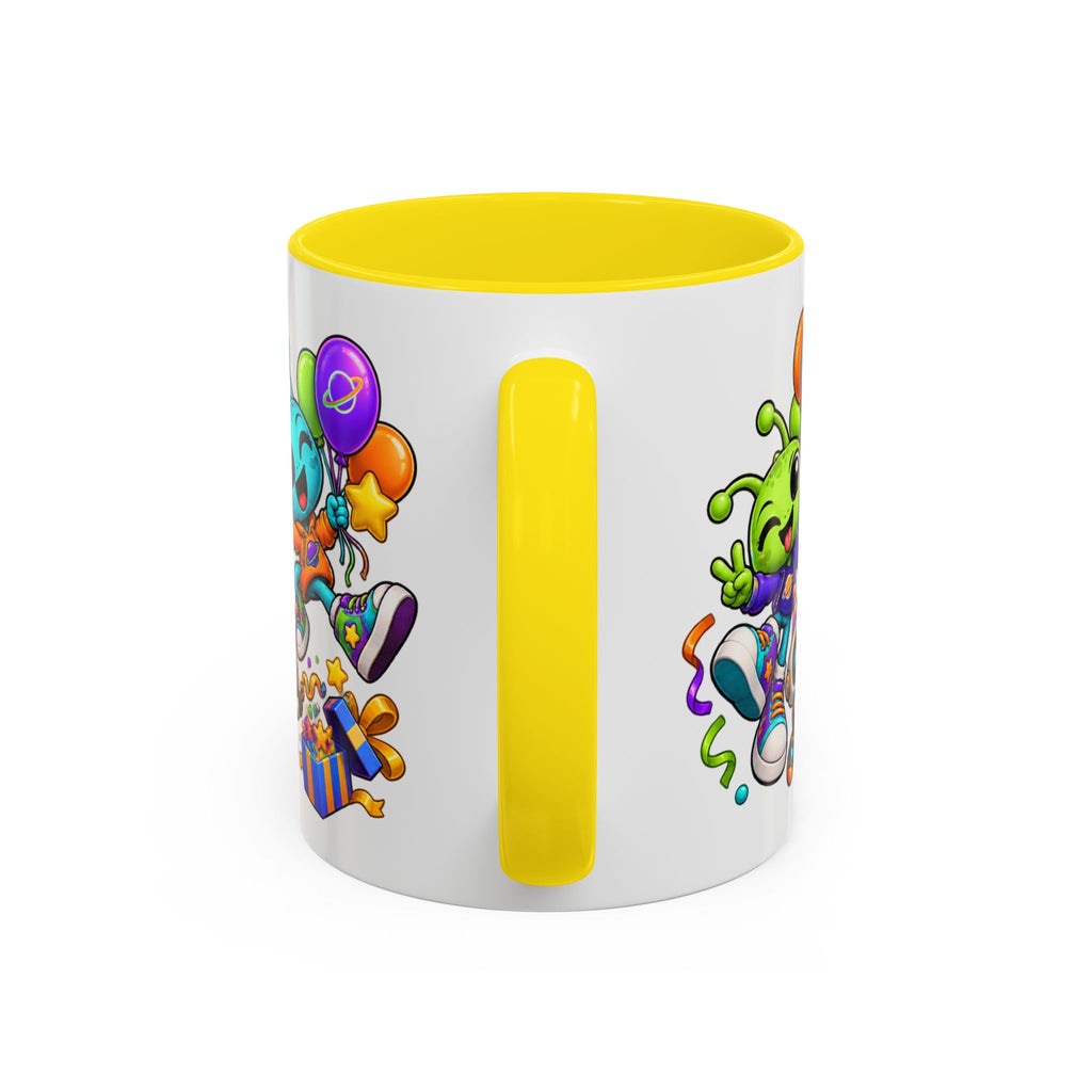 Happy Birthday Alien Mug – Colorful Space Party Cup with Cute Aliens & Robots