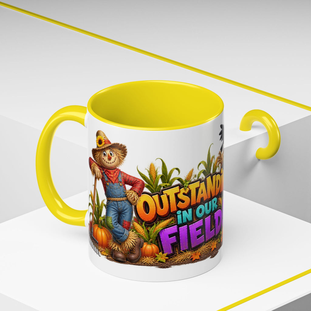 Outstanding in Our Field Funny Scarecrow Halloween White Mug