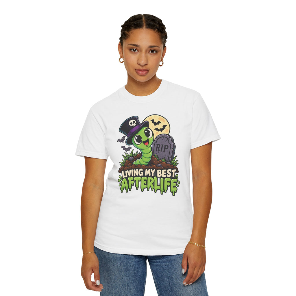 Living My Best Afterlife – Cute Halloween Graveyard Worm T-Shirt