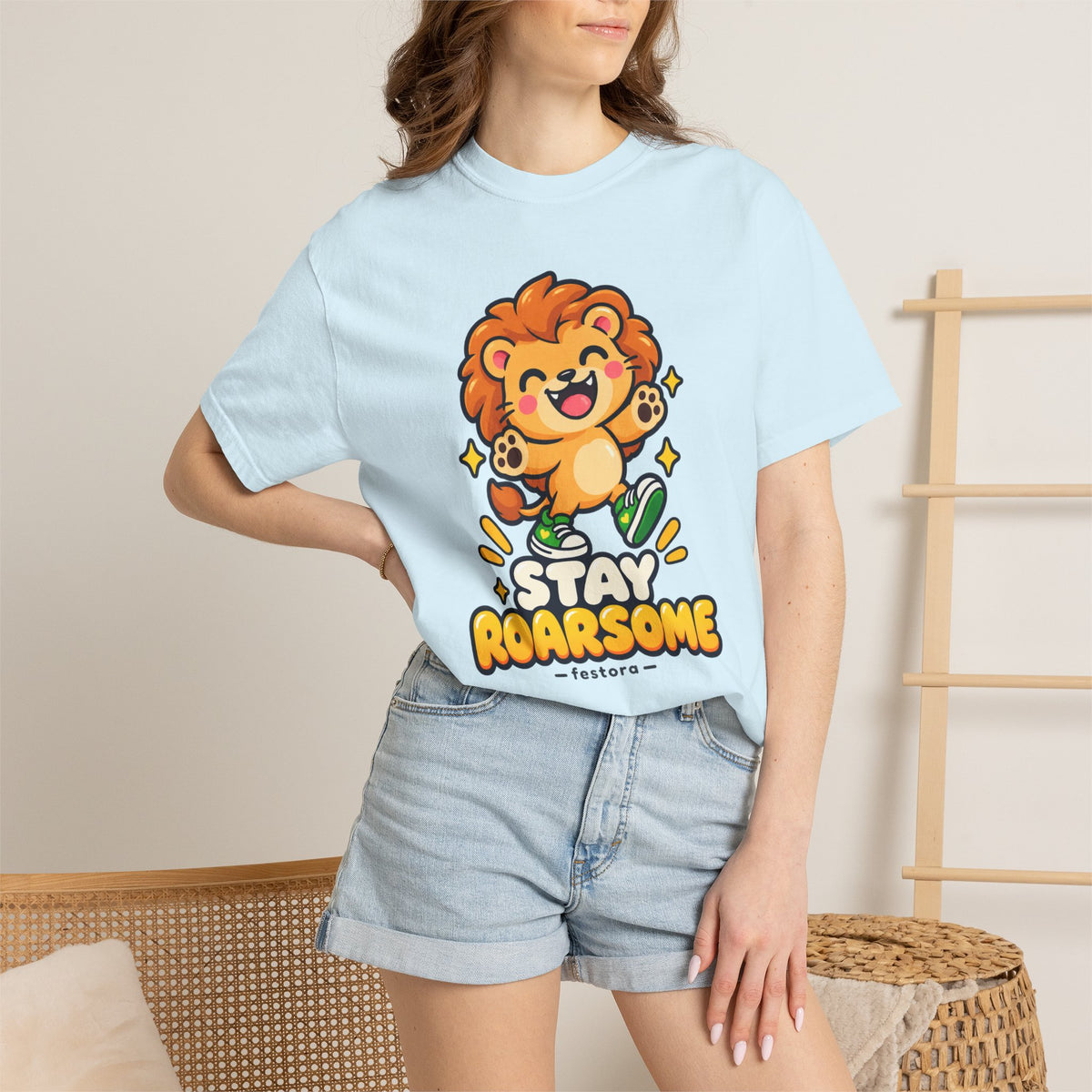 Stay Roarsome – Cute Happy Lion Graphic T-Shirt