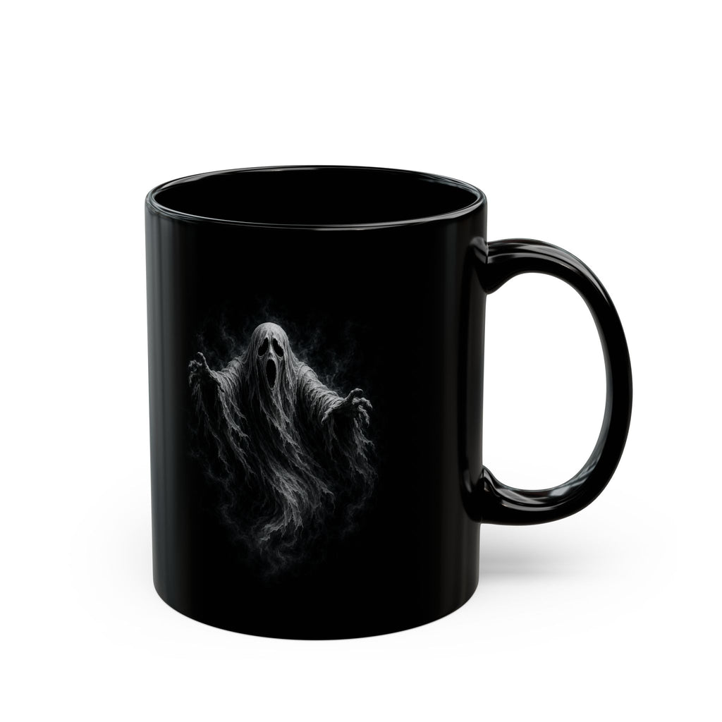 Ghost Haunted Black Coffee Mug — Spooky Halloween 11oz/15oz