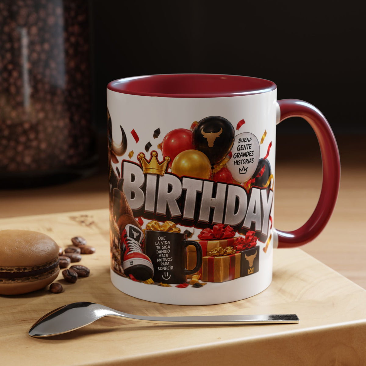 Happy Birthday Bull Mug – Colorful 3D Birthday Gift – White Coffee Mug