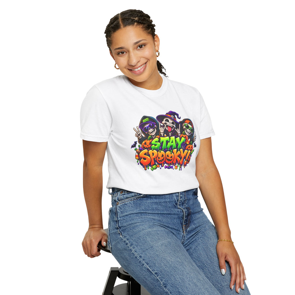 Stay Spooky Halloween T-Shirt – Funny Skeleton Crew Colorful Graphic Tee