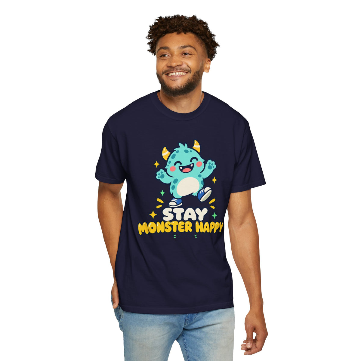 Stay Monster Happy – Cute Monster Graphic T-Shirt