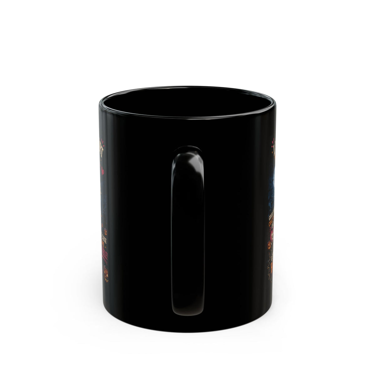 Black Halloween Mug — "Life's Too Short to Be Boring" Spooky Skeleton Rider (11oz/15oz)