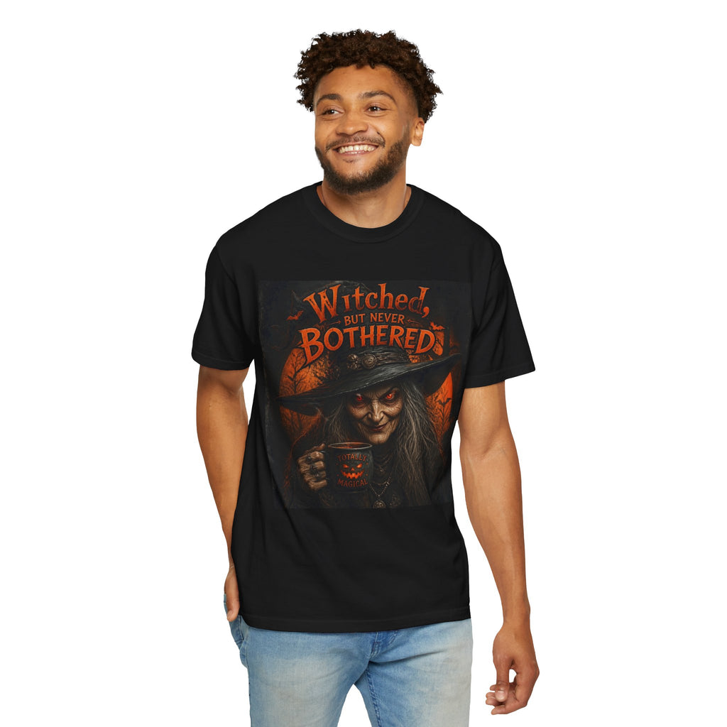 Witchy Coffee Halloween T-Shirt — "Witched But Never Bothered" Graphic Tee