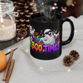 Here for a Boo Time Halloween Ghost Rock Band Black Mug