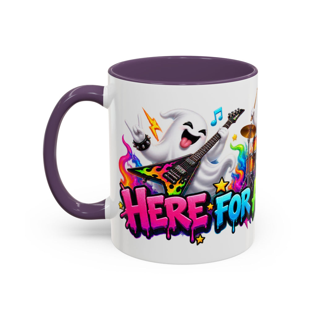 Here for a Boo Time Halloween Ghost Rock Band White Mug