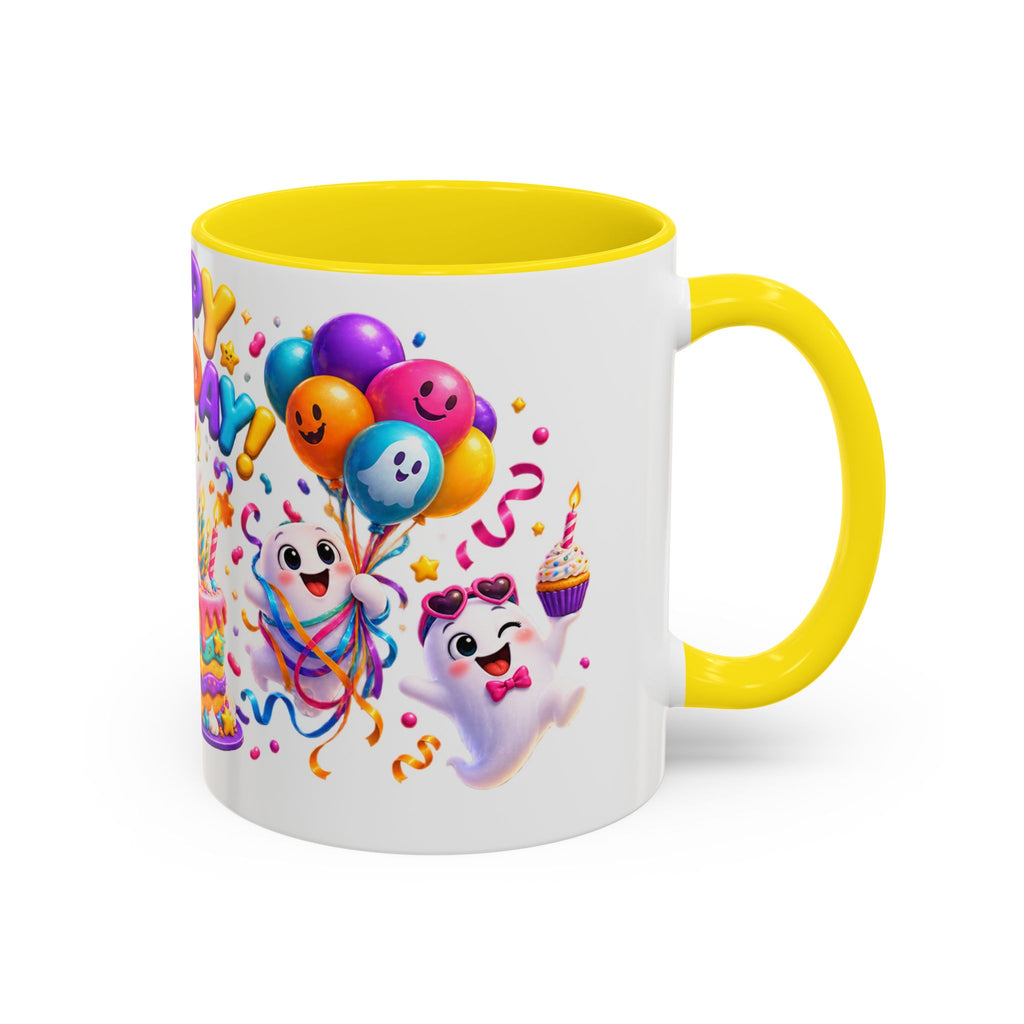 Happy Birthday Accent Coffee Mug - Colorful Celebration Mug (11oz, 15oz)