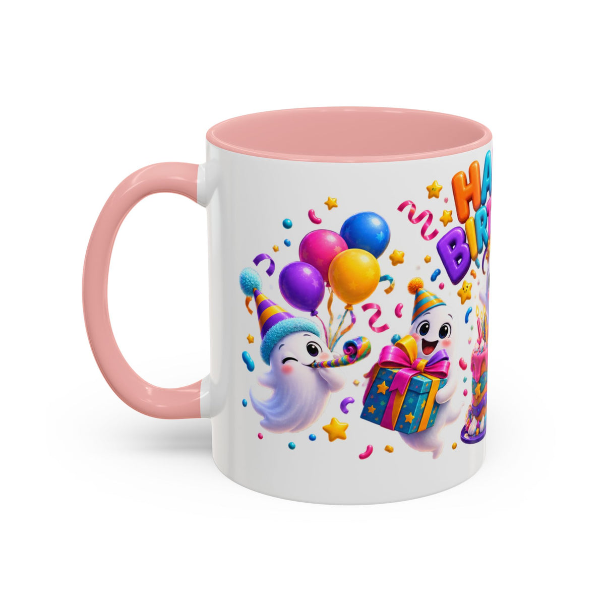 Happy Birthday Accent Coffee Mug - Colorful Celebration Mug (11oz, 15oz)