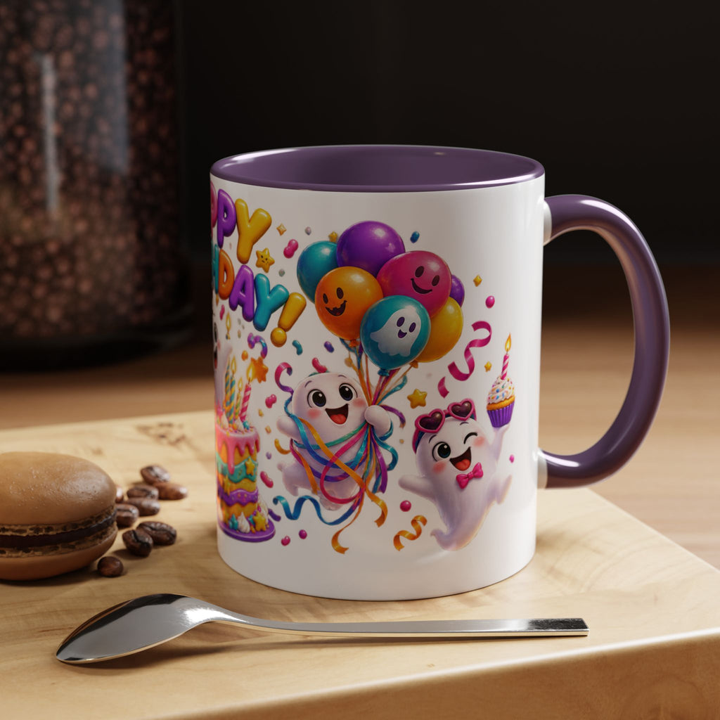 Happy Birthday Accent Coffee Mug - Colorful Celebration Mug (11oz, 15oz)
