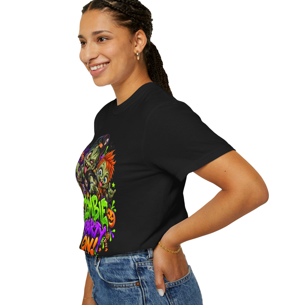 Zombie Party On! – Halloween Zombie Crew Graphic T-Shirt