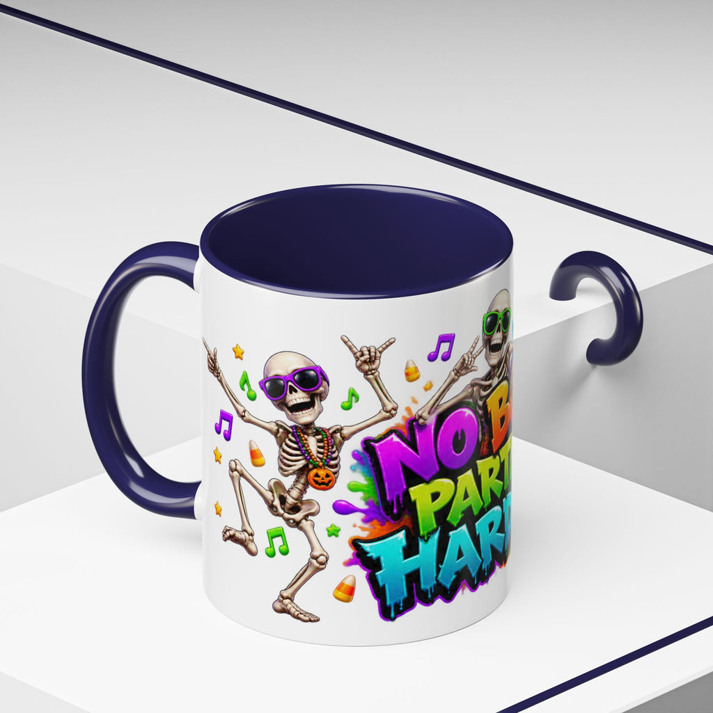 No Body Parties Harder Halloween Skeleton Party White Mug