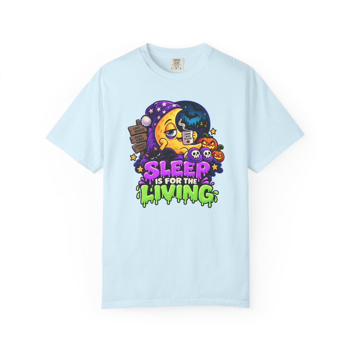 Sleep Is for the Living – Funny Halloween Moon T-Shirt