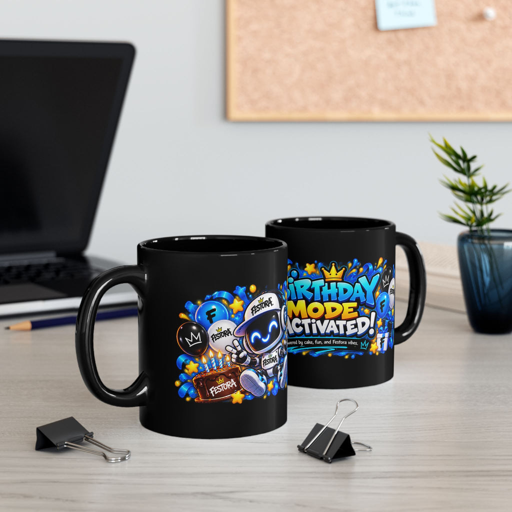 Birthday Mode Activated Festora Bot Mug – Fun Robot Birthday Coffee Cup